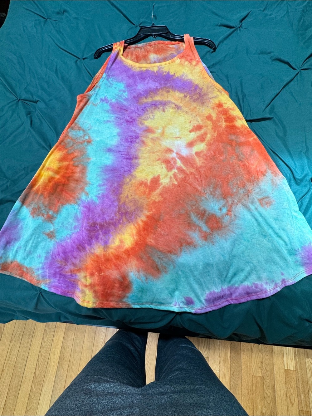 SHEIN Tie-Dye Mini Dress in Turquoise, Orange, Purple, Yellow